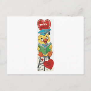 Vintage Valentinstag-Ente für Lehrer Feiertagspostkarte