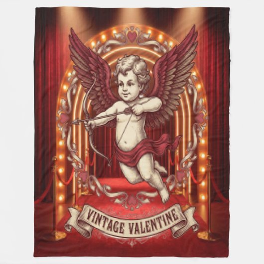 Vintage Valentinstag Fleecedecke (Vorderseite)