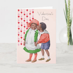 Vintage Valentinstag für Afroamerikaner Feiertagskarte