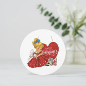 Vintage Valentinstag-Girl Feiertagskarte (Stehend Vorderseite)
