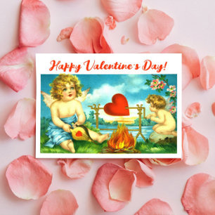 Vintage Valentinstag Herz Engel Cupid Postkarte