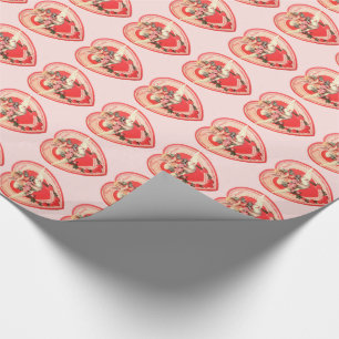 Vintage Valentinstag-Herzen Cherubs & Tauben Geschenkpapier