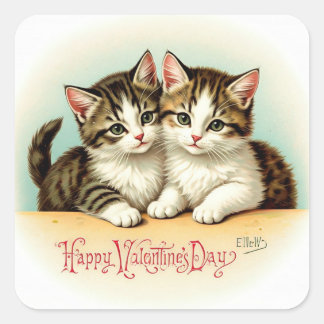 Vintage Valentinstag Kätzchen Aufkleber