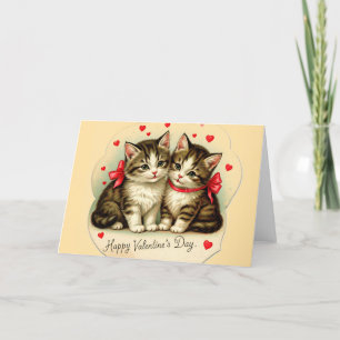 Vintage Valentinstag-Kätzchen Leere Grußkarte Dankeskarte