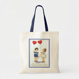 ...Vintage Valentinstag Kinder/Herzballons Karte Tragetasche