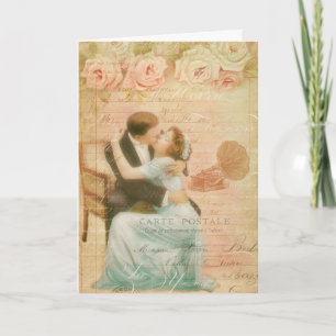 Vintage Valentinstag küssendes Paar Collage Feiertagskarte