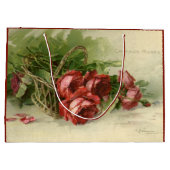 Vintage Valentinstag Liebe, Crimson-Rote Rosen Große Geschenktüte (Rückseite)
