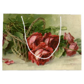 Vintage Valentinstag Liebe, Crimson-Rote Rosen Große Geschenktüte (Rückseite)