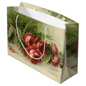 Vintage Valentinstag Liebe, Crimson-Rote Rosen Große Geschenktüte (Rückseite Schrägansicht)