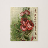 Vintage Valentinstag Liebe, Crimson-Rote Rosen Puzzle (Vertikal)