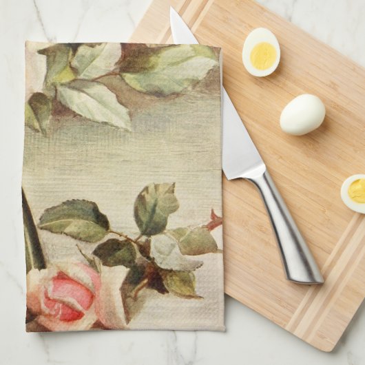 Vintage Valentinstag Liebe Romantische Rosen Geschirrtuch (Viertel Falte)