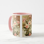 Vintage Valentinstag Liebe Romantische Rosen Tasse (Vorderseite Links)