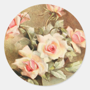 Vintage Valentinstag Liebesromanze rosa Rosen Runder Aufkleber