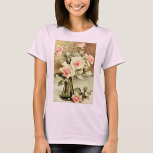Vintage Valentinstag Liebesromanze rosa Rosen T-Shirt