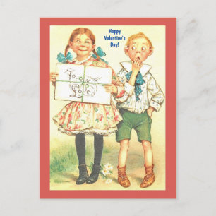 Vintage-Valentinstag-lustiges-junges-Paar-für-jede Postkarte