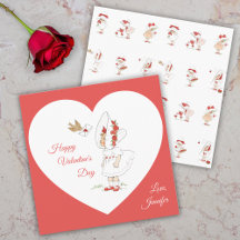 Vintage Valentinstag Niedliches Mädchen & Vogel Ro