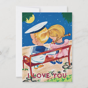 vintage valentinstag paar ich liebe dich feiertagskarte