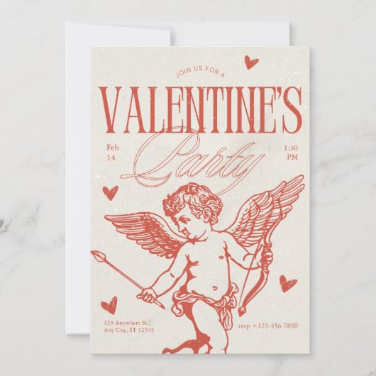 Vintage Valentinstag-Party-Karte Feiertagskarte (Vorderseite)