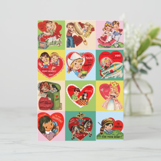 Vintage-Valentinstag-Patchwork Feiertagskarte (Stehend Vorderseite)