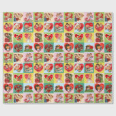 Vintage-Valentinstag-Patchwork Geschenkpapier (Flach)