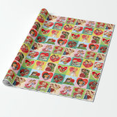 Vintage-Valentinstag-Patchwork Geschenkpapier (Ungerollt)
