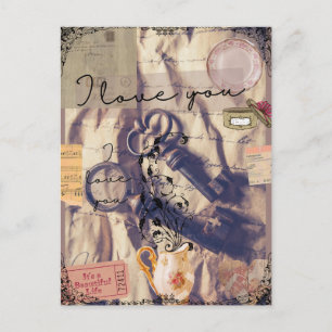 Vintage Valentinstag  Postkarte