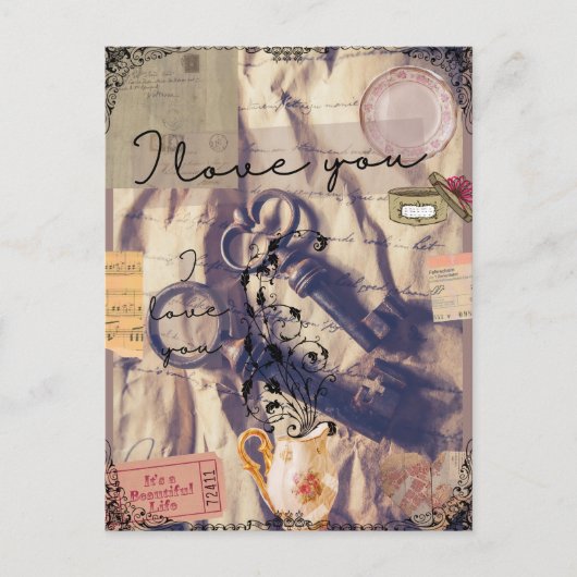 Vintage Valentinstag Postkarte (Vorderseite)
