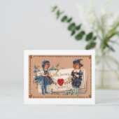 Vintage Valentinstag Postkarte , altmodisch (Stehend Vorderseite)