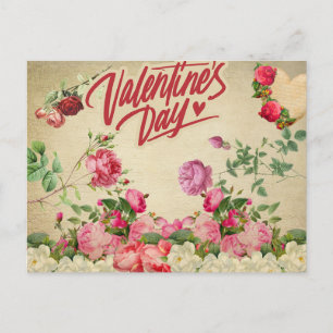 Vintage Valentinstag-Rose Feiertagspostkarte
