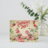 Vintage Valentinstag-Rose Feiertagspostkarte (Stehend Vorderseite)