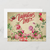 Vintage Valentinstag-Rose Feiertagspostkarte (Vorne/Hinten)