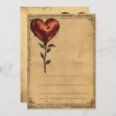 Vintage Valentinstag Rose Herz Feiertagskarte (Vorne/Hinten)