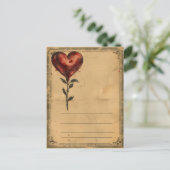 Vintage Valentinstag Rose Herz Postkarte (Stehend Vorderseite)