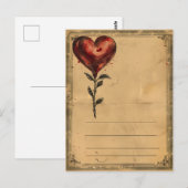 Vintage Valentinstag Rose Herz Postkarte (Vorne/Hinten)