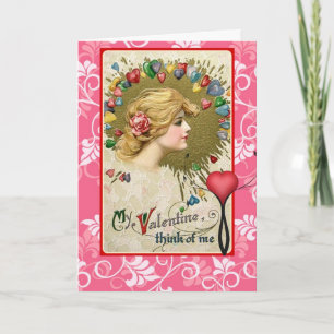 Vintage Valentinstag Rot Schmucker trägt dein Herz Feiertagskarte
