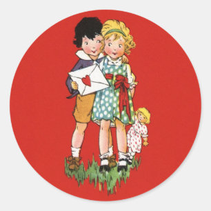 Vintage Valentinstag Runder Aufkleber