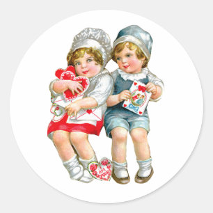 Vintage Valentinstag Runder Aufkleber