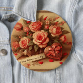 Vintage Valentinstag Schokolade und Blume Button (Beispiel)