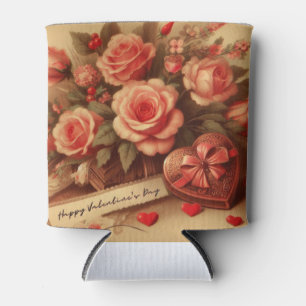 Vintage Valentinstag Schokolade und Blume Dosenkühler