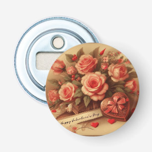 Vintage Valentinstag Schokolade und Blume Flaschenöffner