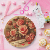 Vintage Valentinstag Schokolade und Blume Pappteller (Party)