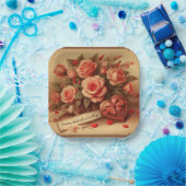 Vintage Valentinstag Schokolade und Blume Pappteller (Party)