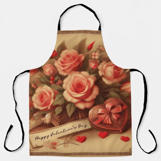 Vintage Valentinstag Schokolade und Blume Schürze (Vorderseite)
