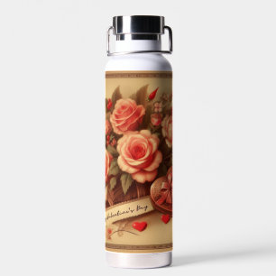Vintage Valentinstag Schokolade und Blume Trinkflasche