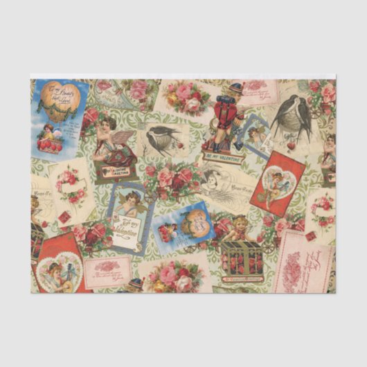 Vintage-Valentinstag-Seidenpapier Seidenpapier (Vorderseite)