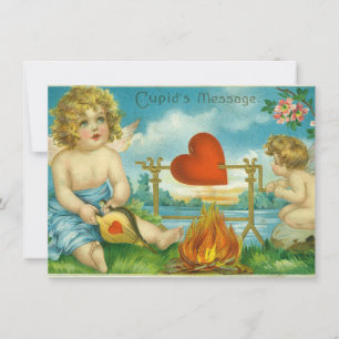 vintage valentinstag süßer cupid cherub herz feiertagskarte