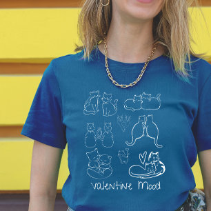 Vintage-Valentinstag-Tattoo-Katzenpaar T-Shirt