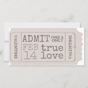Vintage-Valentinstag-Ticket Wahre Liebe Einlass Ei Feiertagskarte