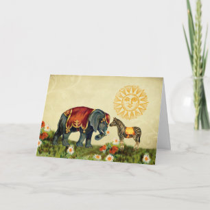 Vintage-Valentinstag-Tiere-im-Liebes-Collage Feiertagskarte