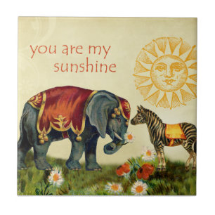 Vintage-Valentinstag-Tiere-in-Liebe-Collage Fliese